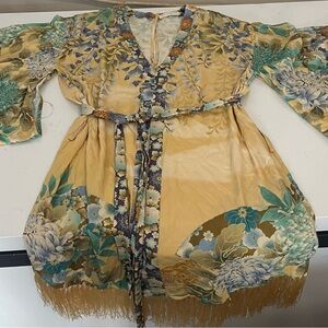 Spell Long Sleeve Floral Dress in Yellow and Blue